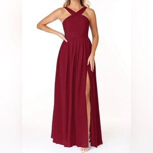AZAZIE Elegant Burgundy Evening Gown